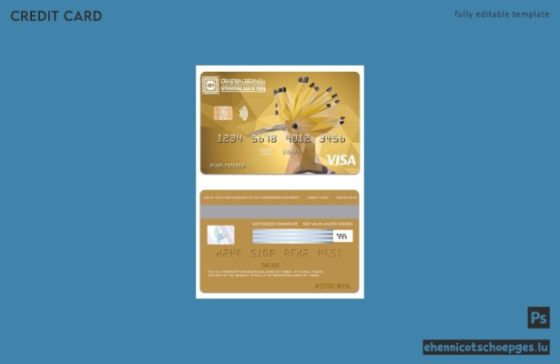 Beispielvorschau der Visa-Goldkarte der Jemen International Bank of Yemen